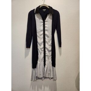 Yigal Azrouel Silk Cashmere Knit Shirt Dress Pleated XS Designer